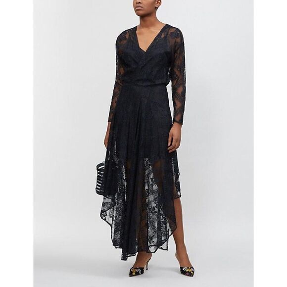 NWT Maje Riletta Maxi Black Dress Lace Sheer Floral Size S - Picture 4 of 14